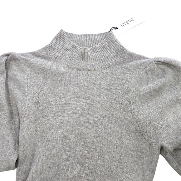 ba&sh Felicity Beige Wool Blend Knit Puff Sleeve Midi Sweater Dress Size Large - Picture 11 of 14